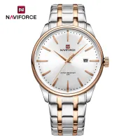 NAVIFORCE 9230 Fashion Lover's Wristwatch Waterproof Quartz Calendar Watches Stainless Steel Band Clock - Silver RoseGold White